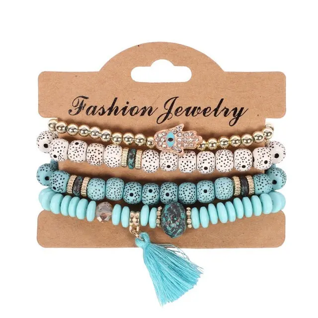 Find Me 2018 New Fashion Vintage Ethnic Multilayer Big Beads Bracelets Boho Statement Flower Bracelet Bangles For Women Jewelry 3