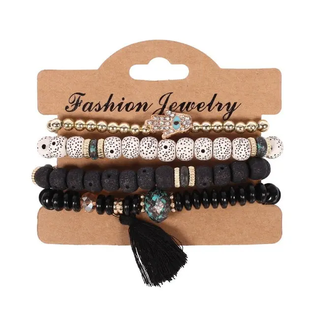Find Me 2018 New Fashion Vintage Ethnic Multilayer Big Beads Bracelets Boho Statement Flower Bracelet Bangles For Women Jewelry 4