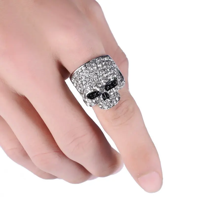 Lovbeafas 2018 Fashion Rock Punk Gold Silver Black Crystal Skull Ring For Women/Men Jewelry Gothic Biker Rings Women Party Gift 1