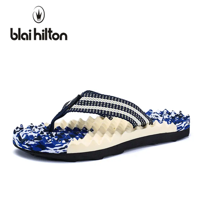 Blaibilton 2018 Summer Beach Slippers Men Shoes Flip Flops Patchwork Eva Stripe Outside Massage Slipper Male Soft High Quality 1