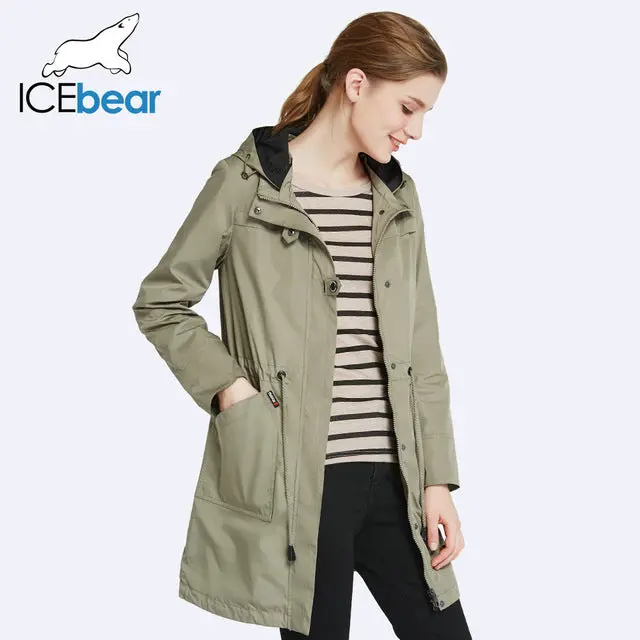 Icebear Women's Slim Fit Trench Coat with Detachable Hat – O-Neck Collar, Solid Autumn Style - Image 3