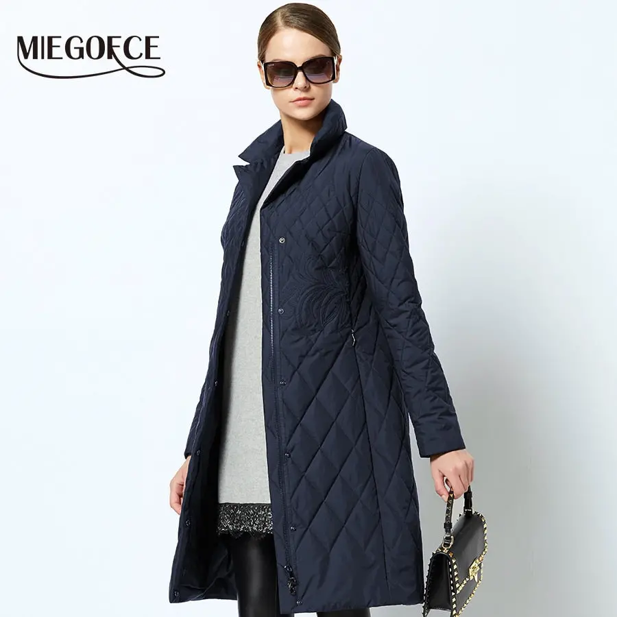 Spring Women's Parka Coat Warm Jacket Women's Thin Cotton Quilted Coat With Standing Collar New Collection Of Designer Miegofce 1