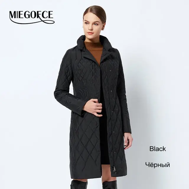 Spring Women's Parka Coat Warm Jacket Women's Thin Cotton Quilted Coat With Standing Collar New Collection Of Designer Miegofce 4