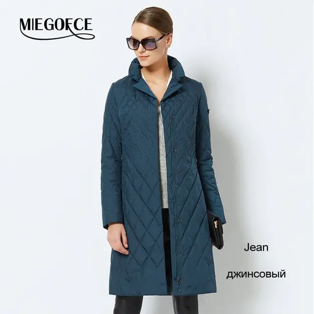 Spring Women's Quilted Parka Jacket – Lightweight Cotton Coat with Stand-Up Collar | Miegofce Designer Collection - Image 6