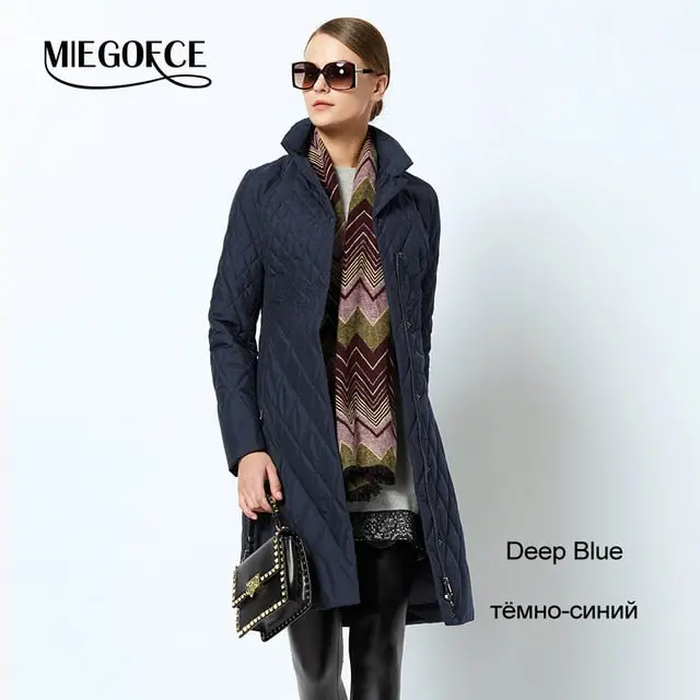 Spring Women's Quilted Parka Jacket – Lightweight Cotton Coat with Stand-Up Collar | Miegofce Designer Collection - Image 4
