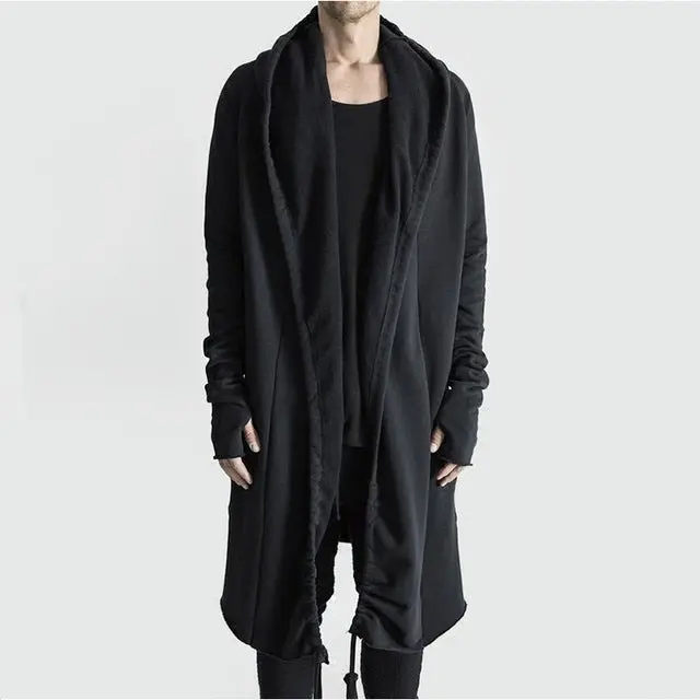 Hzijue Brand Kanye West Mantle Streetwear Hoodie Long Male Black Mens Hooded Cloak Hip Hop Longline Sweatshirt Sudadera Hombre 2