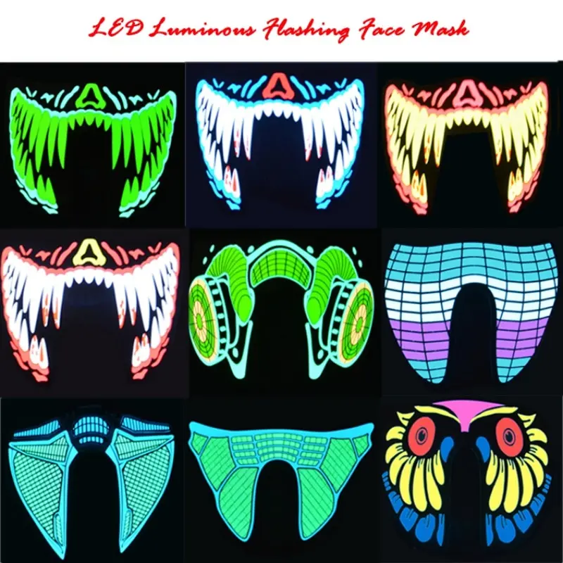 Halloween Led Masks Clothing Big Terror Masks Cold Light Helmet Fire Festival Party Glowing Dance Steady On Driver 1