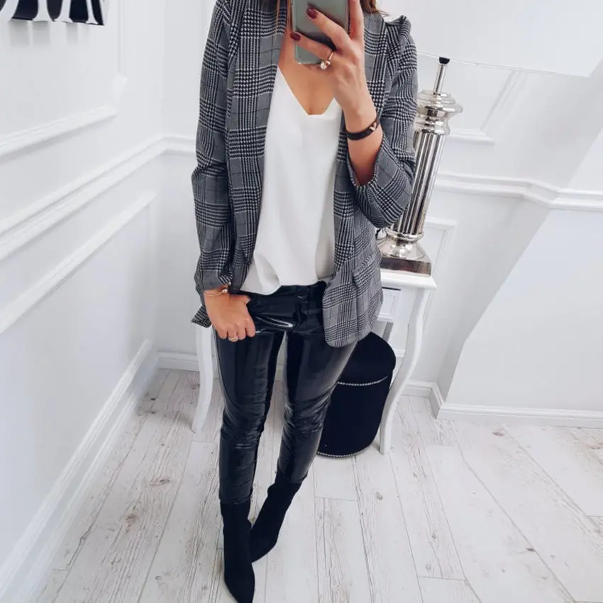 Slim Plaid Casual Outwear 1