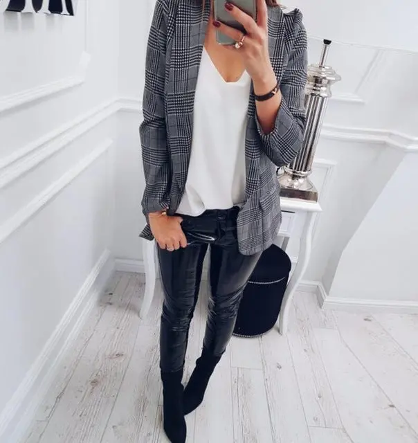Slim Plaid Casual Outwear 2