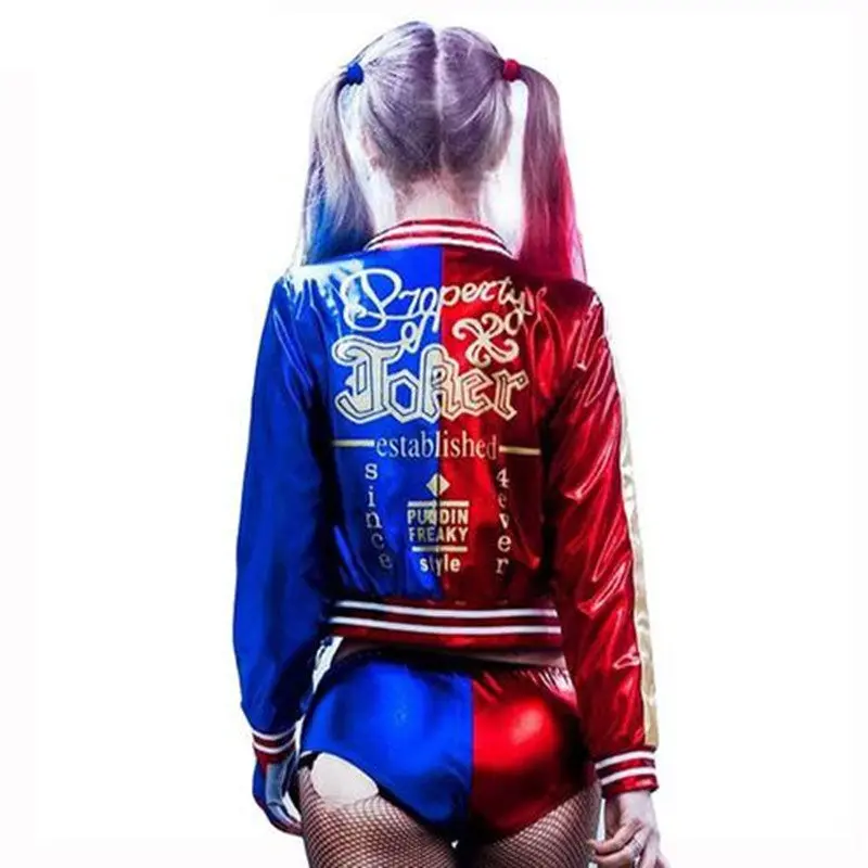 Girls Women Adult Suicide Squad Harley Quinn Cosplay Costumes Halloween Jacket Daddy's Lil Monster T Shirt Shorts Costumes Sets 1
