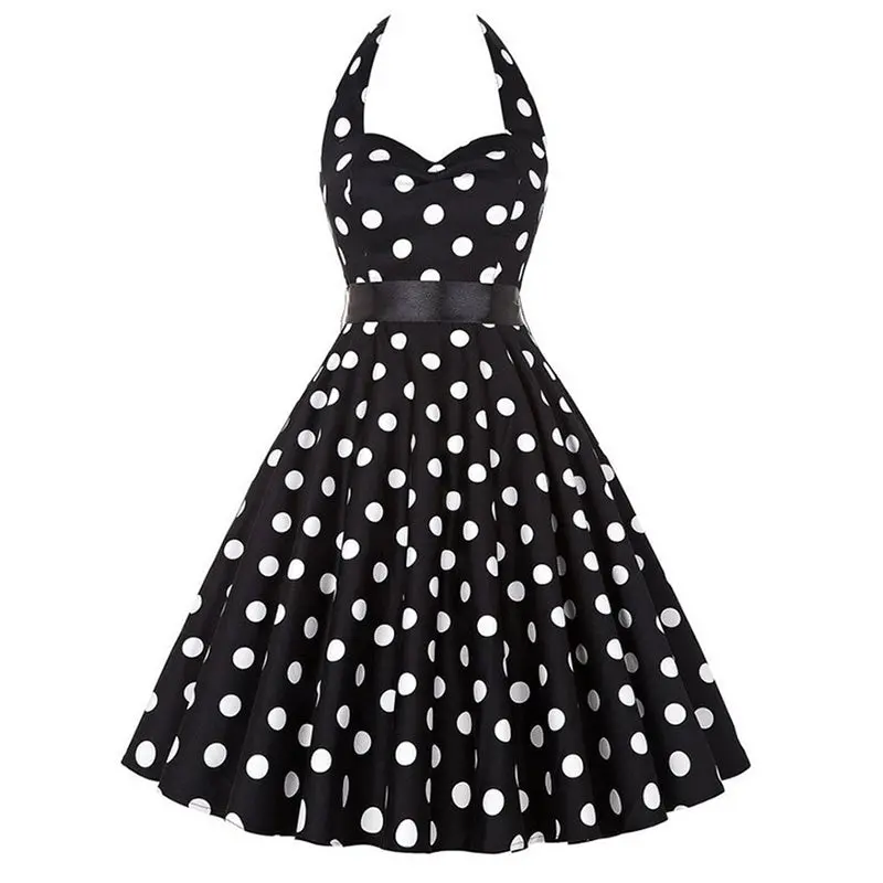 Polka Dot Dress Rockabilly Dresses Robe Femme 2018 Strapless 50S 60S Robe Vintage Vestidos Pin Up Big Swing Women Summer Dress 1