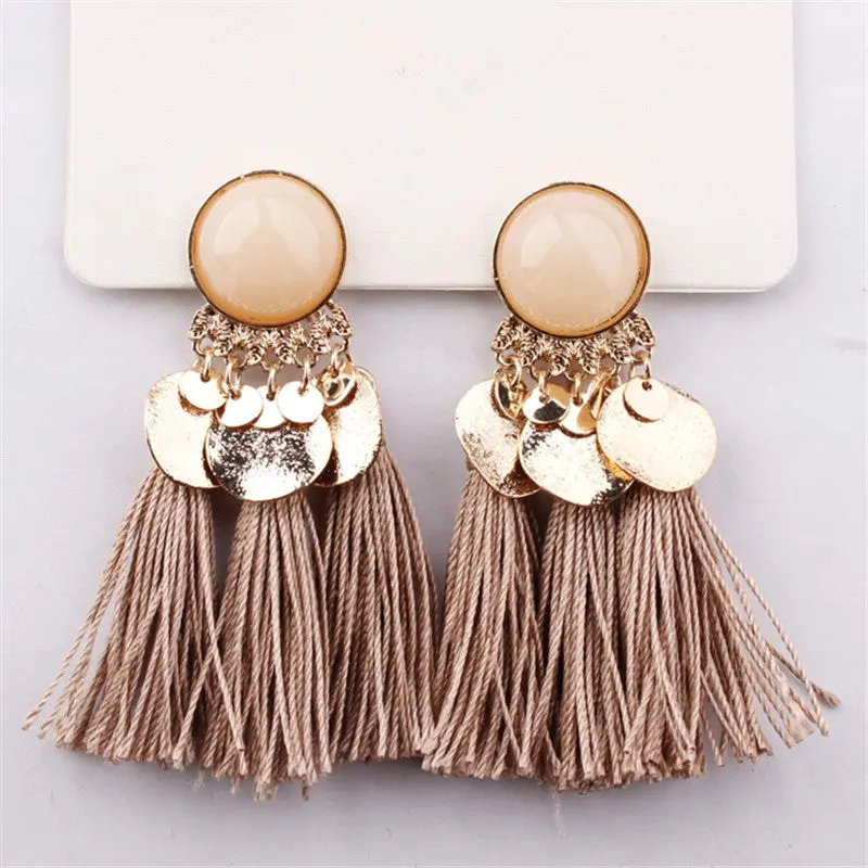 Bohemian Sequins Tassel Earrings For Women Wedding Party Acrylic Beads Statement Drop Earrings Long Vintage Fringing Jewelry 1