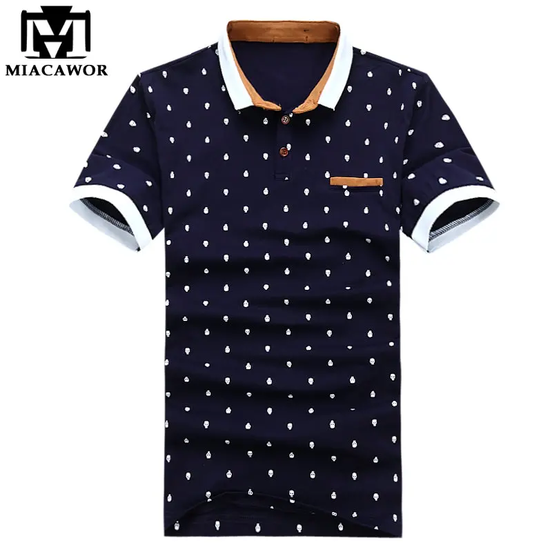 New 2018 Brand Polo Shirt  Men Cotton Fashion Skull Dots Print Camisa Polo Summer Short-Sleeve  Casual Shirts Mt437 1