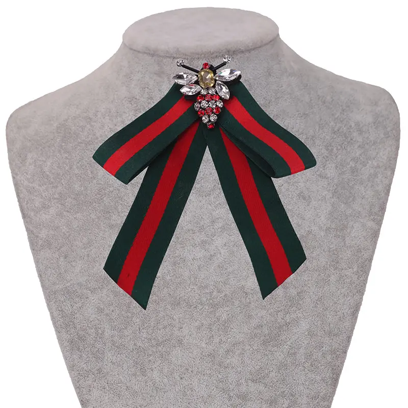 Crystal Striped Cloth Kawaii Girl Bow Tie Women Gravata Borboleta Bowtie Cute Bowknot Cravat Neck Ties Free Shipping Duftgold 1