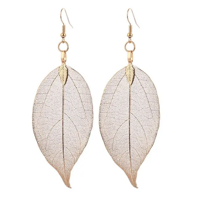 Lovbeafas 2018 Fashion Brincos Bohemian Long Earrings Unique Natural Real Leaf Big Boho Earrings For Women Fine Jewelry Gift 7