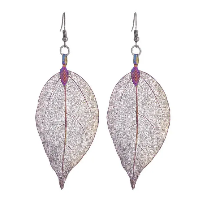 Lovbeafas 2018 Fashion Brincos Bohemian Long Earrings Unique Natural Real Leaf Big Boho Earrings For Women Fine Jewelry Gift 7