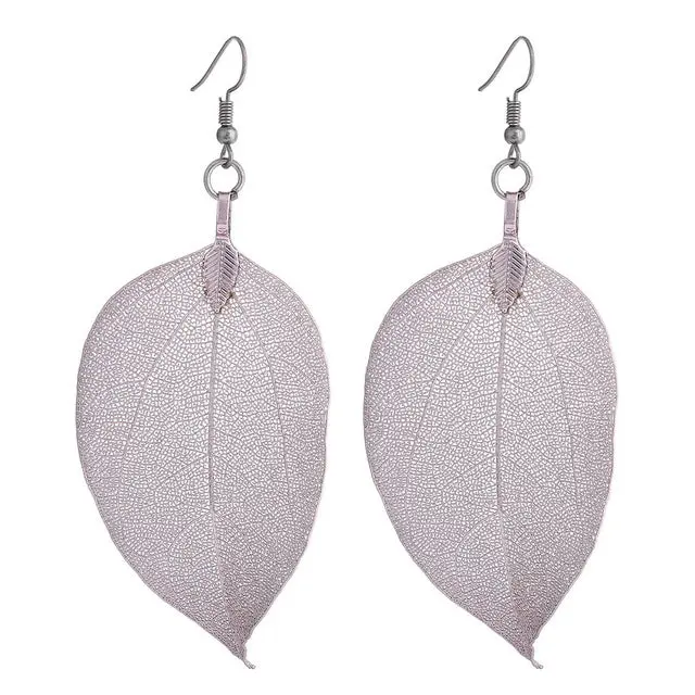 Lovbeafas 2018 Fashion Brincos Bohemian Long Earrings Unique Natural Real Leaf Big Boho Earrings For Women Fine Jewelry Gift 12