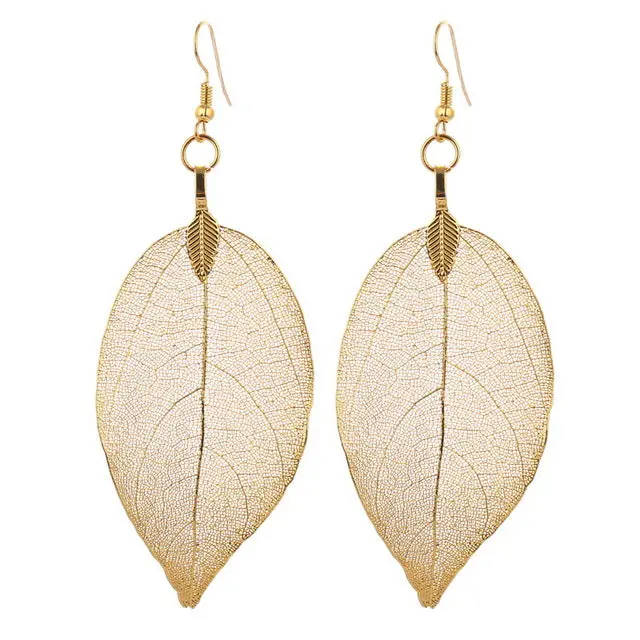 Lovbeafas 2018 Fashion Brincos Bohemian Long Earrings Unique Natural Real Leaf Big Boho Earrings For Women Fine Jewelry Gift 3