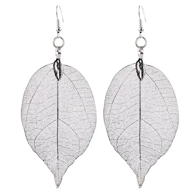 Lovbeafas 2018 Fashion Brincos Bohemian Long Earrings Unique Natural Real Leaf Big Boho Earrings For Women Fine Jewelry Gift 11