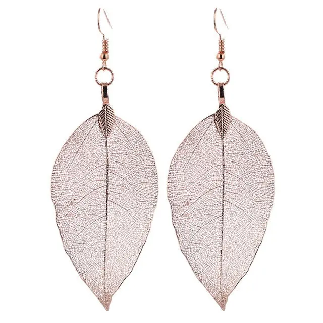 Lovbeafas 2018 Fashion Brincos Bohemian Long Earrings Unique Natural Real Leaf Big Boho Earrings For Women Fine Jewelry Gift 10