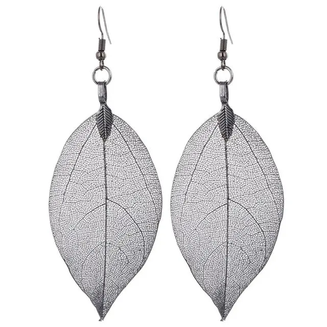 Lovbeafas 2018 Fashion Brincos Bohemian Long Earrings Unique Natural Real Leaf Big Boho Earrings For Women Fine Jewelry Gift 6