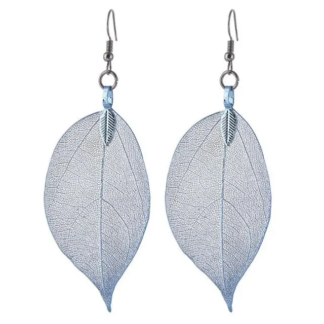 Lovbeafas 2018 Fashion Brincos Bohemian Long Earrings Unique Natural Real Leaf Big Boho Earrings For Women Fine Jewelry Gift 9