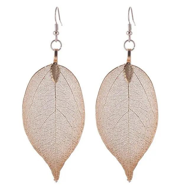 Lovbeafas 2018 Fashion Brincos Bohemian Long Earrings Unique Natural Real Leaf Big Boho Earrings For Women Fine Jewelry Gift 10