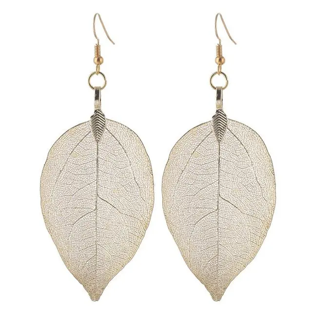 Lovbeafas 2018 Fashion Brincos Bohemian Long Earrings Unique Natural Real Leaf Big Boho Earrings For Women Fine Jewelry Gift 11
