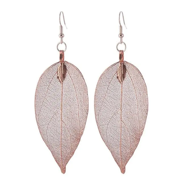 Lovbeafas 2018 Fashion Brincos Bohemian Long Earrings Unique Natural Real Leaf Big Boho Earrings For Women Fine Jewelry Gift 12