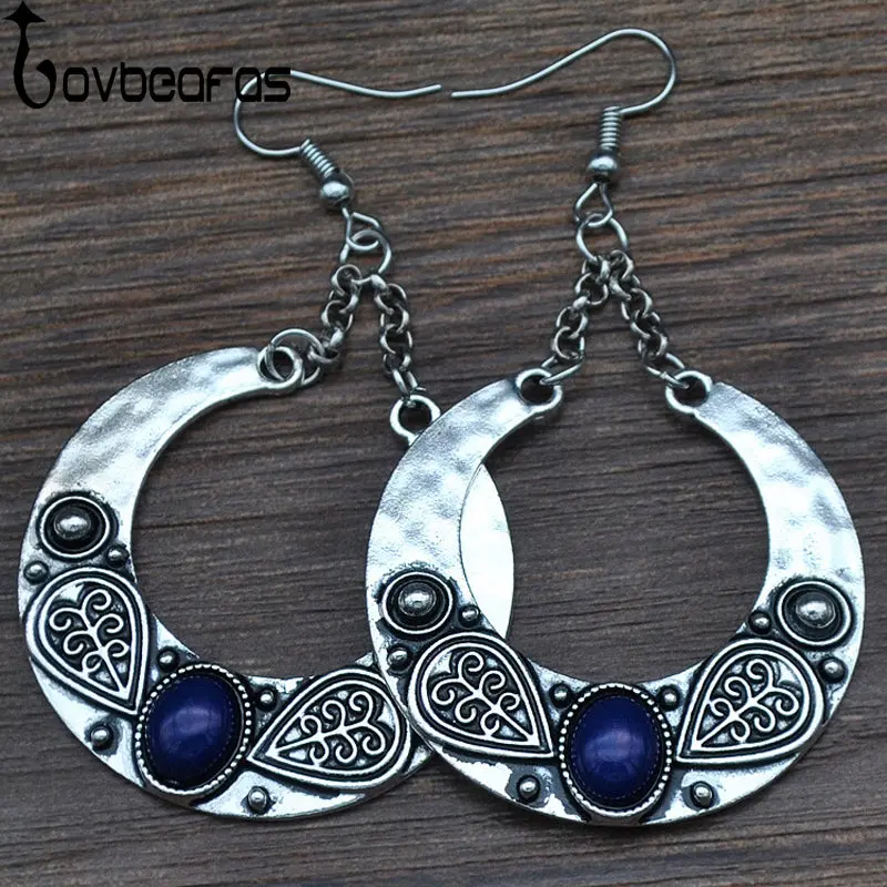 Lovbeafas 2018 Fashion Boho Big Drop Earrings For Women Jewelry Brinco Carved Vintage Tibetan Silver Bohemian Long Earrings 1