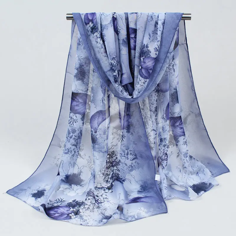 2018 New Women Chiffon Silk Scarfs Fashion Spring Square Polyester Scarves Print Flowers Shawl Summer Shawls And Hijabs 052 1