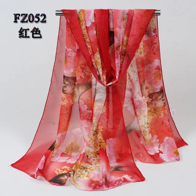 2018 New Women Chiffon Silk Scarfs Fashion Spring Square Polyester Scarves Print Flowers Shawl Summer Shawls And Hijabs 052 5