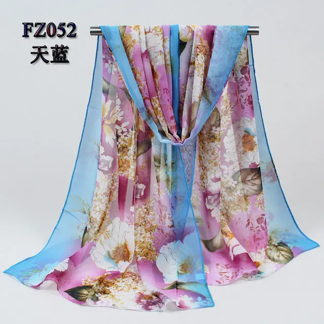 2018 New Women Chiffon Silk Scarfs Fashion Spring Square Polyester Scarves Print Flowers Shawl Summer Shawls And Hijabs 052 10