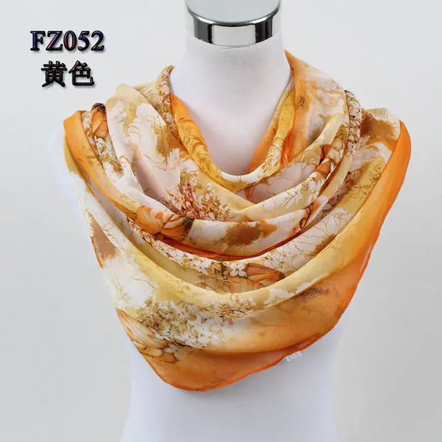 2018 New Women Chiffon Silk Scarfs Fashion Spring Square Polyester Scarves Print Flowers Shawl Summer Shawls And Hijabs 052 8