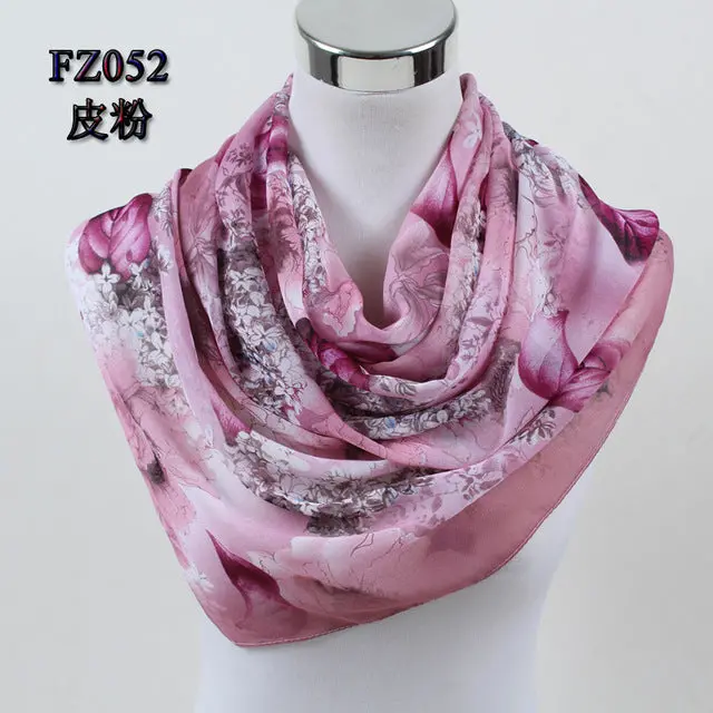 2018 New Women Chiffon Silk Scarfs Fashion Spring Square Polyester Scarves Print Flowers Shawl Summer Shawls And Hijabs 052 4