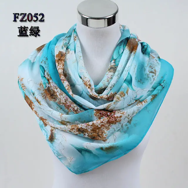 2018 New Women Chiffon Silk Scarfs Fashion Spring Square Polyester Scarves Print Flowers Shawl Summer Shawls And Hijabs 052 5