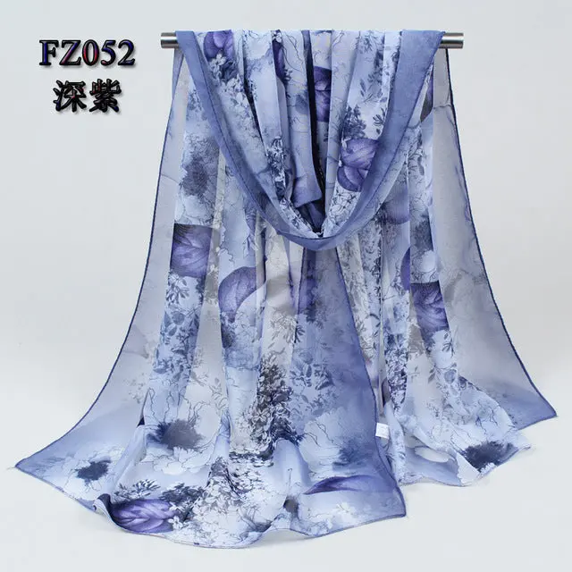 2018 New Women Chiffon Silk Scarfs Fashion Spring Square Polyester Scarves Print Flowers Shawl Summer Shawls And Hijabs 052 10