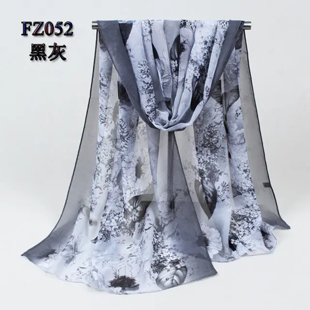 2018 New Women Chiffon Silk Scarfs Fashion Spring Square Polyester Scarves Print Flowers Shawl Summer Shawls And Hijabs 052 12