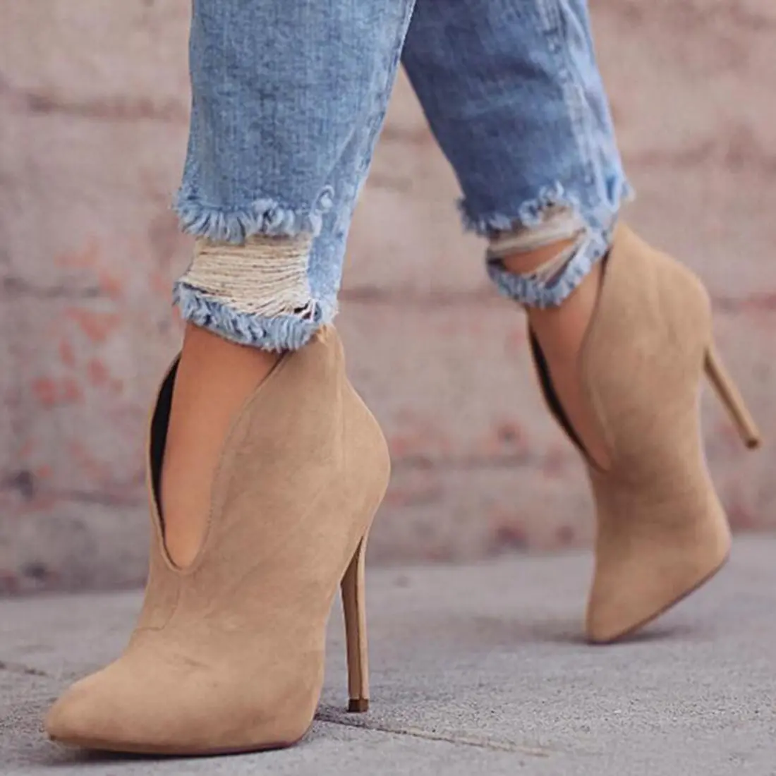 Peep Toe Booties High Heels 1