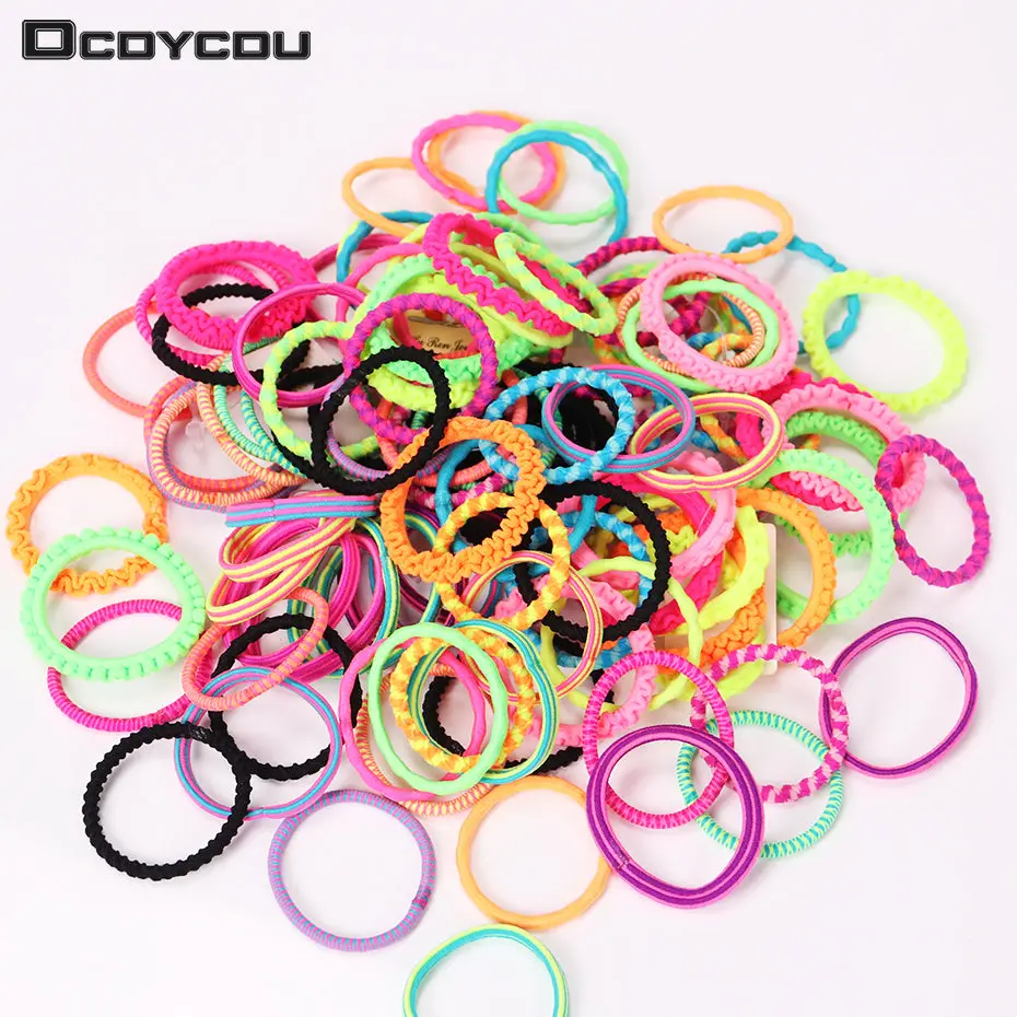 60Pcs Hair Accessories Colorful Child Kids Hair Holders Elastic Hair Bands Cute Rubber Headband Girl Women Tie Gum 1
