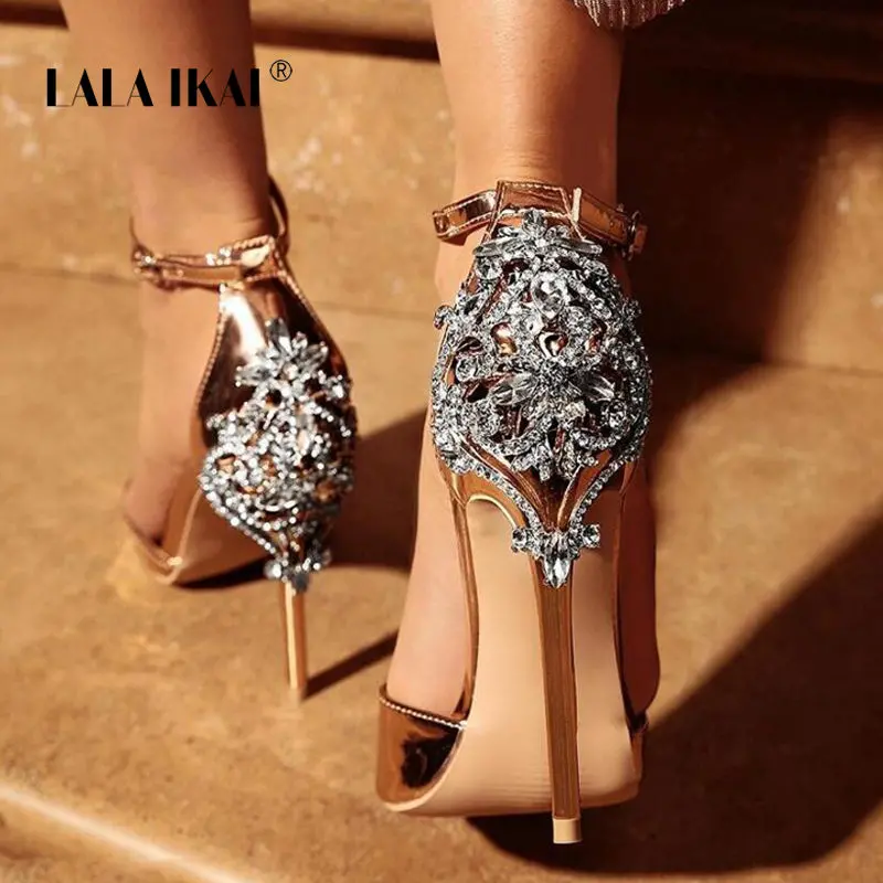Lala Ikai Women Crystal Glitter Sandals Pump 2018 High Heels 11Cm Sandals Lady Chic Cover Heel Party Sexy Shoes 014C1195 -4 1
