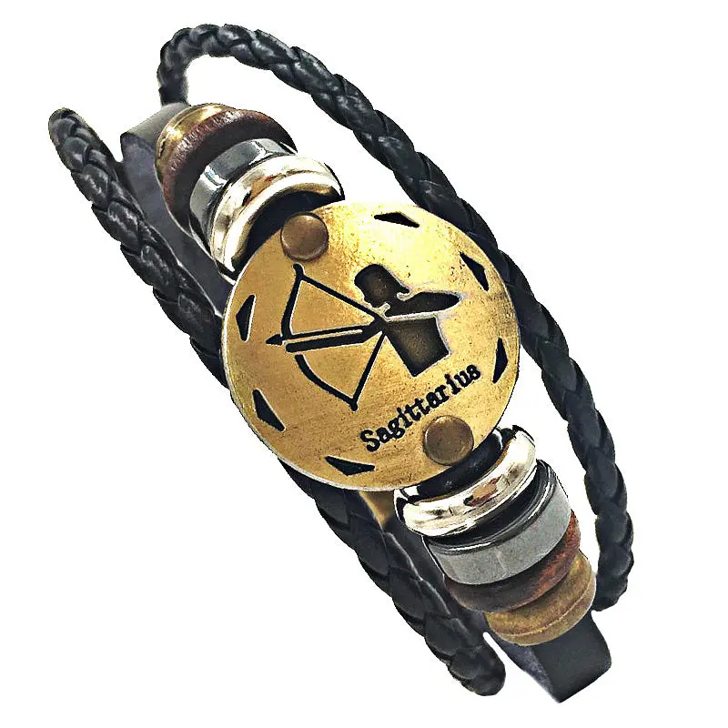12 Constellations Bracelet 2018 New Fashion Jewelry Leather Bracelet Men Casual Personality Zodiac Signs Punk Bracelet Xy160496 1