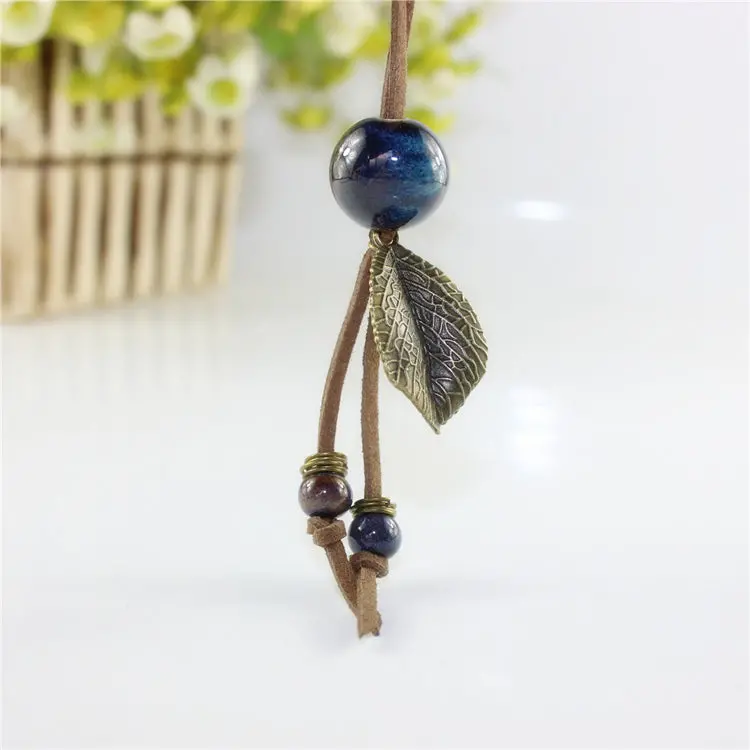 Miredo Jewelry Wholesale Simple Ceramic Necklaces Women's Coin Wood Collar Stone Boho  Necklace Pendant Free Shipping 1457 1