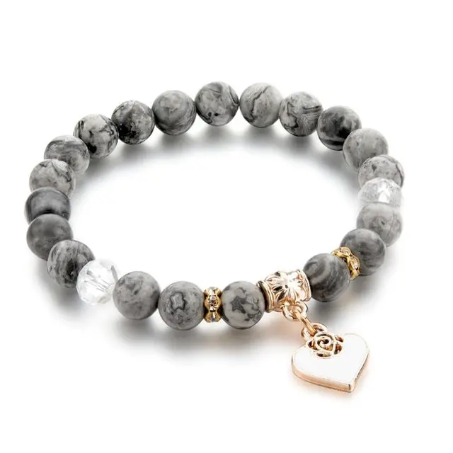 Chicvie Heart Charm Bracelets Bangles White Natural Stone Bracelet For Women Pulseiras Boho Jewelry Friendship Bangle Sbr150344 15