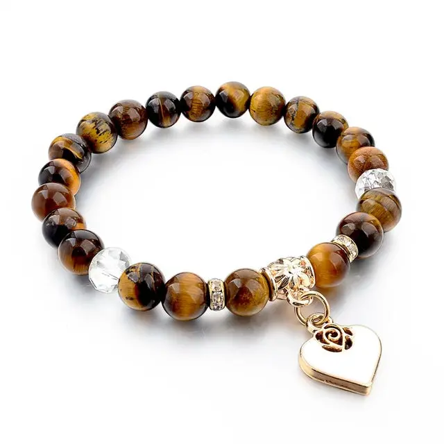 Chicvie Heart Charm Bracelets Bangles White Natural Stone Bracelet For Women Pulseiras Boho Jewelry Friendship Bangle Sbr150344 10