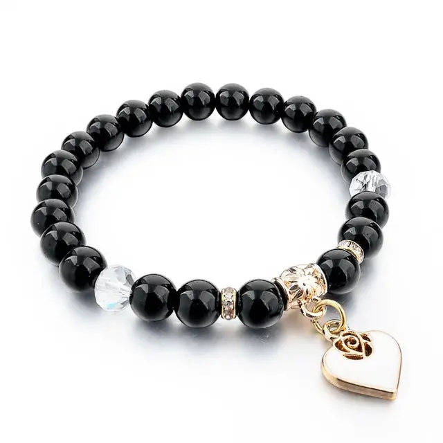 Chicvie Heart Charm Bracelets Bangles White Natural Stone Bracelet For Women Pulseiras Boho Jewelry Friendship Bangle Sbr150344 14