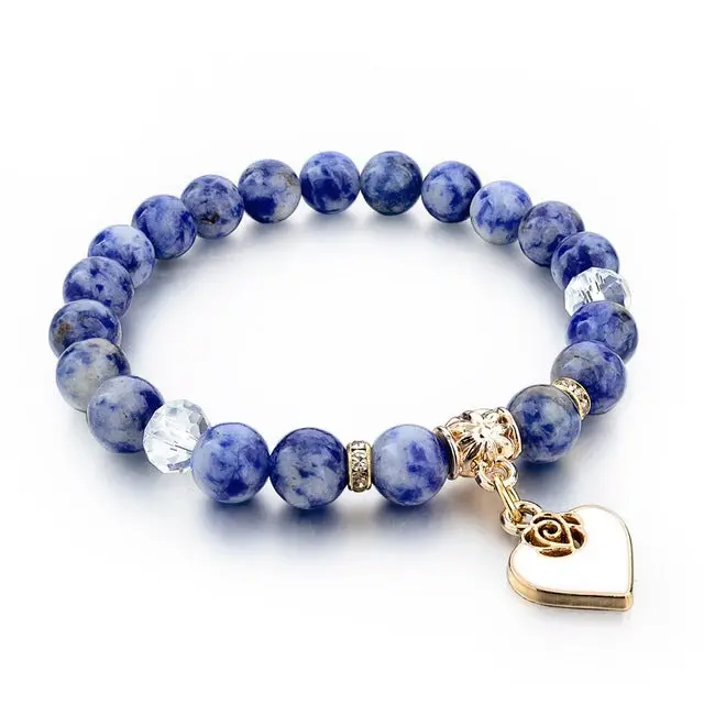 Chicvie Heart Charm Bracelets Bangles White Natural Stone Bracelet For Women Pulseiras Boho Jewelry Friendship Bangle Sbr150344 15