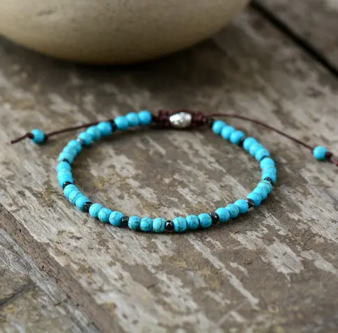 Boho Bracelet Mens Beaded Bracelet 4Mm Semi Precious Stone Simple Shamballa Bracelet Handmade Mens Bracelets 2018 Dropship 1