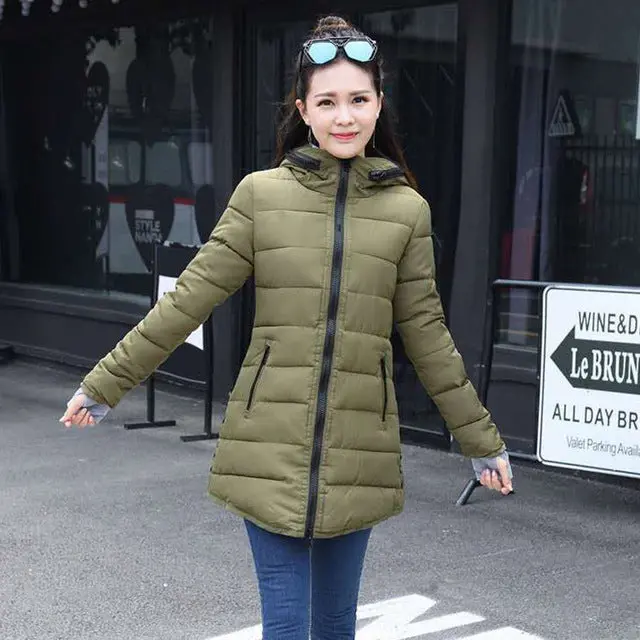 2018 Women Winter Hooded Warm Coat Plus Size Candy Color Cotton Padded Jacket Female Long Parka Womens Wadded Jaqueta Feminina 6