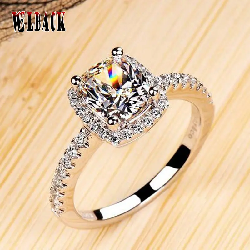 Luxurious 2 Ct Cz Rings Female Ring Bijoux Newest White  4 Prong Zirconia Wedding Engagement Rings For Women 1